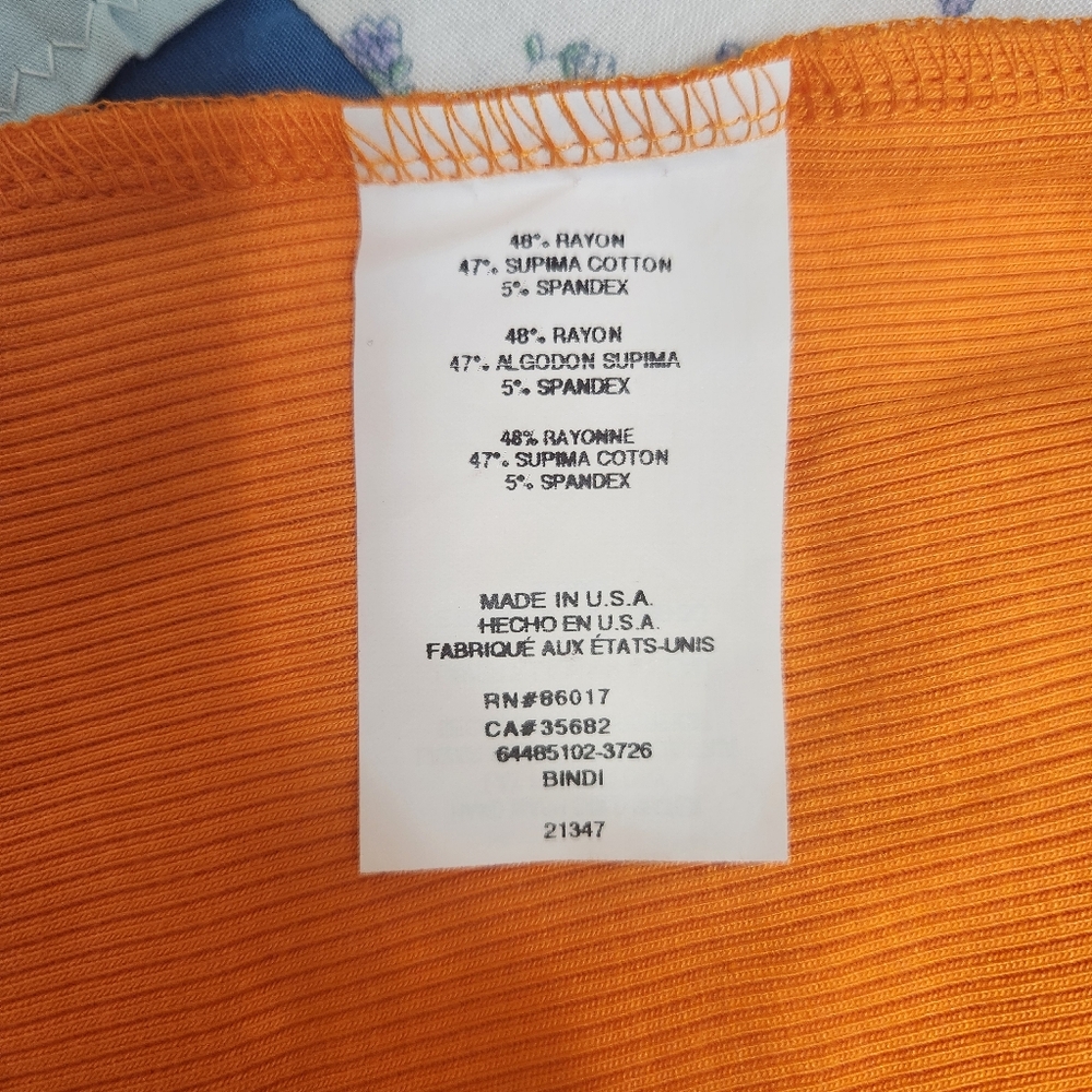 💐Vtg Y2K Bebe Sport Tube Top L Orange Ribbed Rhinestone Bling USA Deadstock - Picture 14 of 14